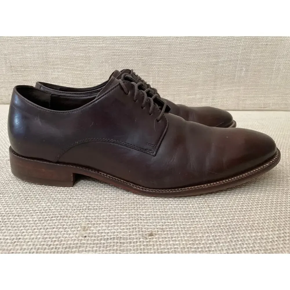 Cole Haan C28880 Fitzgerald Mens Size 10.5 M Brown Leather Plain Toe‎ Oxford